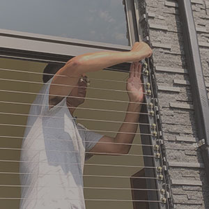 隱形鐵窗施工流程5.檢查確定鋼絲線不鬆脫。